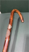 wooden walking hiking cane with metal Travel