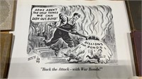1943 War Posters WWII approx 18” x 12” -“Back the