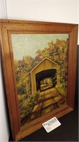 VINTAGE INDIANA COVERED BRIDGE ONE OF ONE PAINTING