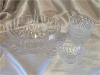 9" crystal dessert bowl with matching 5 4.25"