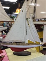 J5 sailboat on stand
