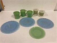 FireKing mugs and Pyrex plates