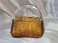 Art glass purse four point five inches by seven