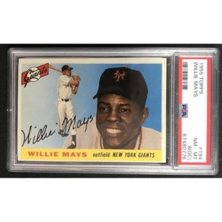 1955 Topps Willie Mays Psa 8 Oc | Live and Online Auctions on HiBid.com