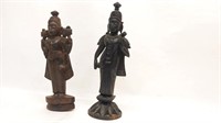 (2) Wooden Statues