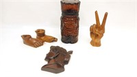 Indian Glass Cigar Humidor & Various Wooden Art
