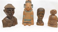 (4) Busts & Figures Wood & Clay