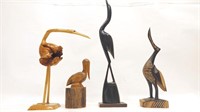 (4) Horn & Wood Art Birds