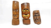 (3) Wooden Ceremonial Masks