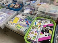 TOTES OF BEADS / BUTTONS / SCRAP BOOK STICKERS