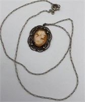 Shell Carved Cameo Sterling Chain Germany