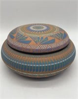 L. King Navajo Signed Glazed Clay Pottery Pot