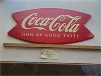 24x12 metal Coca Cola fishtail sign