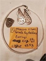 925 silver Greek key filigree jewelry