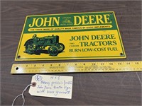 Porcelain / metal John Deere tractor sign 14x8