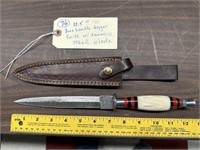12.5" dagger knife damascus steel carved bone