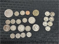 26pc coin collection 1890 Morgan silver dollar AU