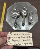 Sterling silver repousse MERMAID mirrors brushes
