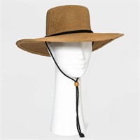 Women' Straw Boater Hat with Chin Strap