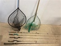 Fishing nets and Rods.