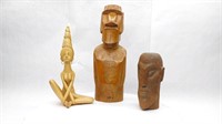 (3) Wooden Statues