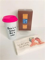 Beverage Cup, Tea Towel & Dietary Supplement