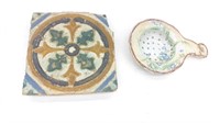 Hand Painted Strainer & Tile from a Temple?