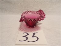 CRANBERRY HANDLED CANDY DISH
