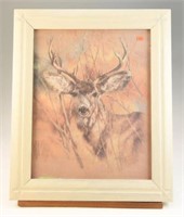Lot #2265 - Framed Watercolor of Buck Deer