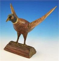 Lot #3999 - Carved flying Pheasant sculpture