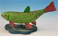 Lot #4654 - Carved Brook Trout signed Meaton
