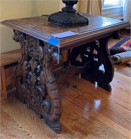 Mythical Creature Walnut Carved Center Table