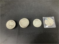 12 - Peace Silver dollar coins