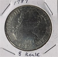 1787 Silver Mexican 8 Reale Coin
