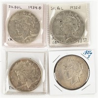Coin 4 Peace Dollars, F- AU