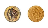 Coin 2 Indian Head Cents-1897+1908, AU