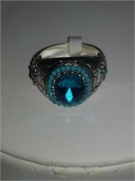 Blue and silver ring