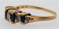 10 Kt. Gold Diamond & Sapphire Ring