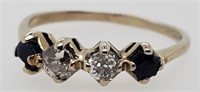 14 Kt. White Gold Diamond & Sapphire Ring