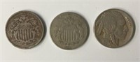 1867 w/o Rays, 1870 &  1921 US Nickels -
