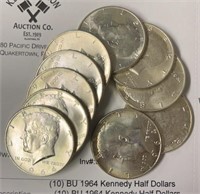 (10) BU 1964 Kennedy Half Dollars