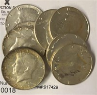 (10) 1965-67 40% Silver Kennedy Half Dollars