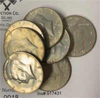 (7) 1965-68 40% Silver Kennedy Half Dollars