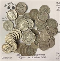 (50) asst mercury silver dimes