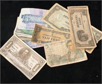 (18 pcs) World Paper Currency Incl $22.00 Canadian
