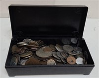 1 3/4 Lbs World Coins in Bakelite Dresser Box