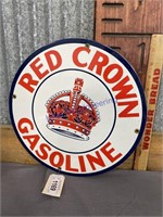 RED CROWN GASOLINE PORCELAIN ENAMEL SIGN, 11.75"