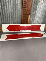 PAIR OF TWO-SIDED ARROW TIN SIGNS, 6 X 30"