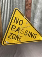 NO PASSING ZONE METAL SIGN, 34T X 41"L