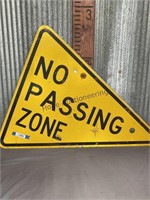 NO PASSING ZONE METAL SIGN, 34 X 41"